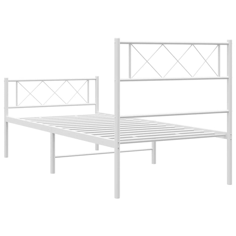 Metal Bed Frame without Mattress with Footboard White 90x200cm