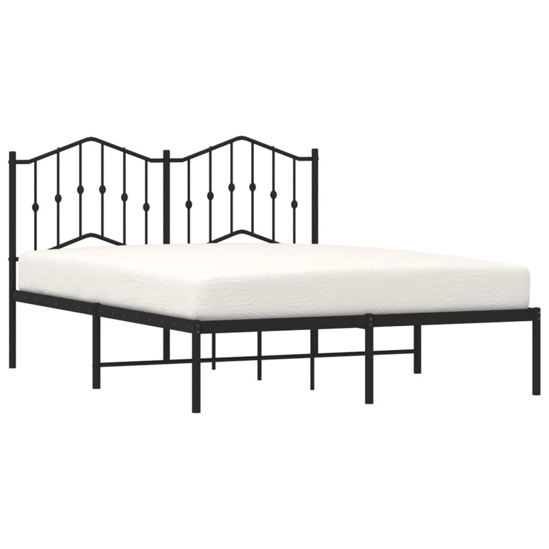 Metal Bed Frame without Mattress with Headboard Black 140x200cm