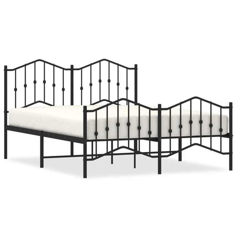 Metal Bed Frame without Mattress with Footboard?Black 140x190cm