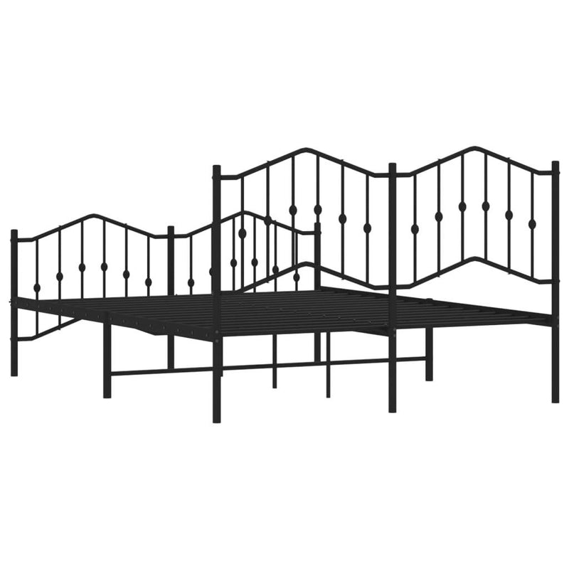 Metal Bed Frame without Mattress with Footboard?Black 140x190cm