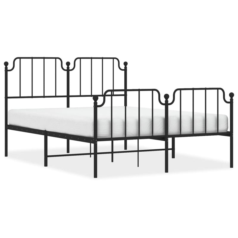 Metal Bed Frame without Mattress with Footboard?Black 140x190cm