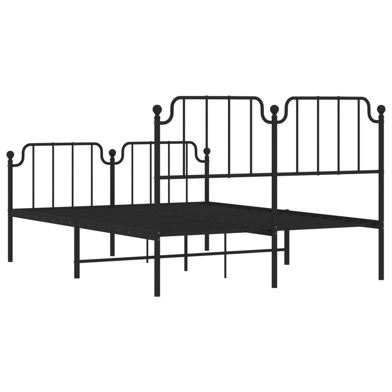 Metal Bed Frame without Mattress with Footboard?Black 140x190cm