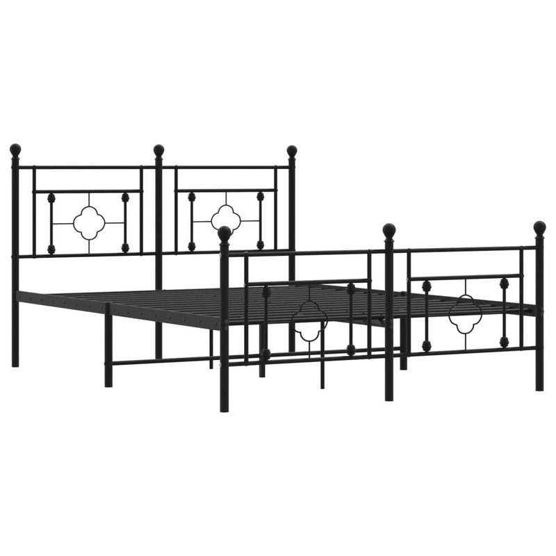 Metal Bed Frame without Mattress with Footboard Black 140x190cm