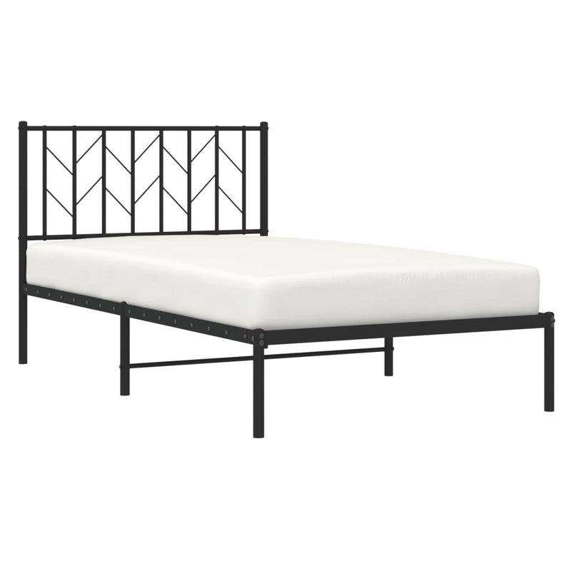 Metal Bed Frame without Mattress with Headboard Black 100x190cm