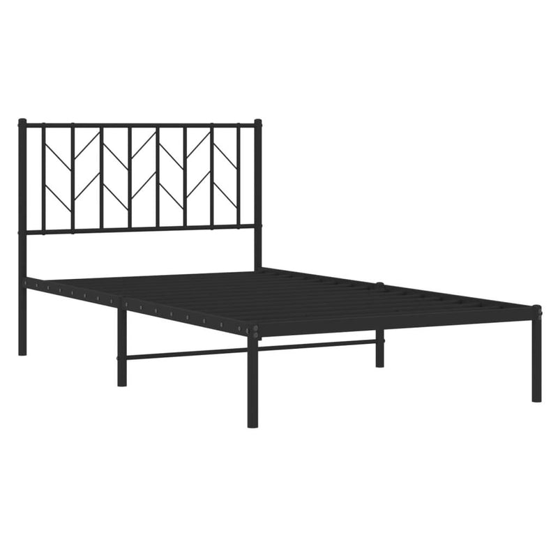 Metal Bed Frame without Mattress with Headboard Black 100x190cm