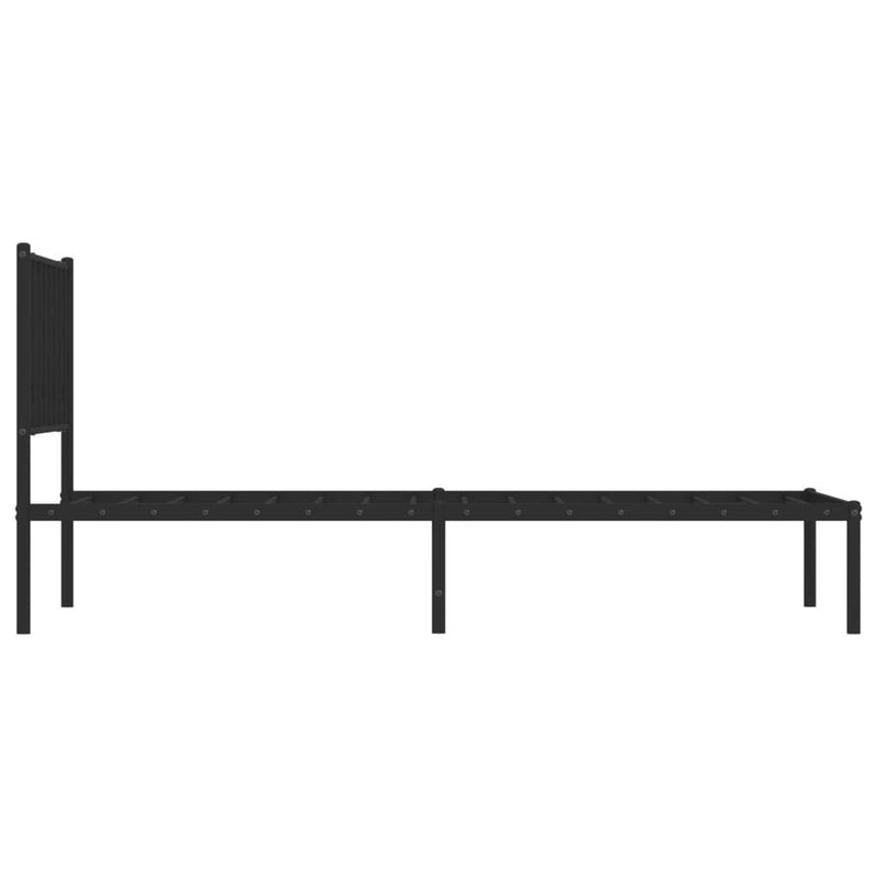 Metal Bed Frame without Mattress with Headboard Black 100x190cm