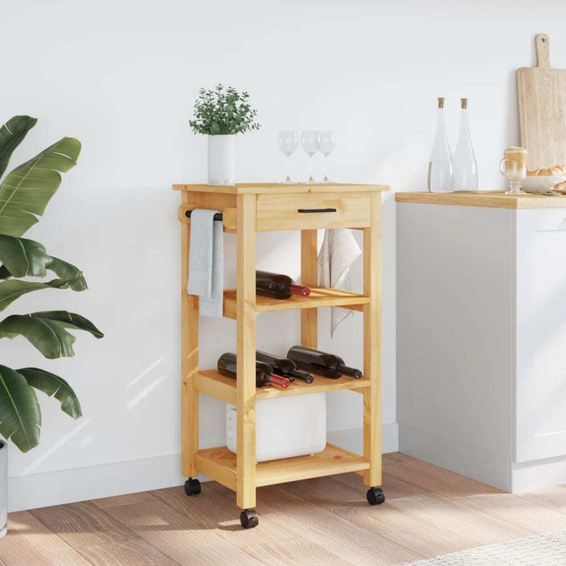 Kitchen Trolley MONZA 48x40x90 cm Solid Wood Pine