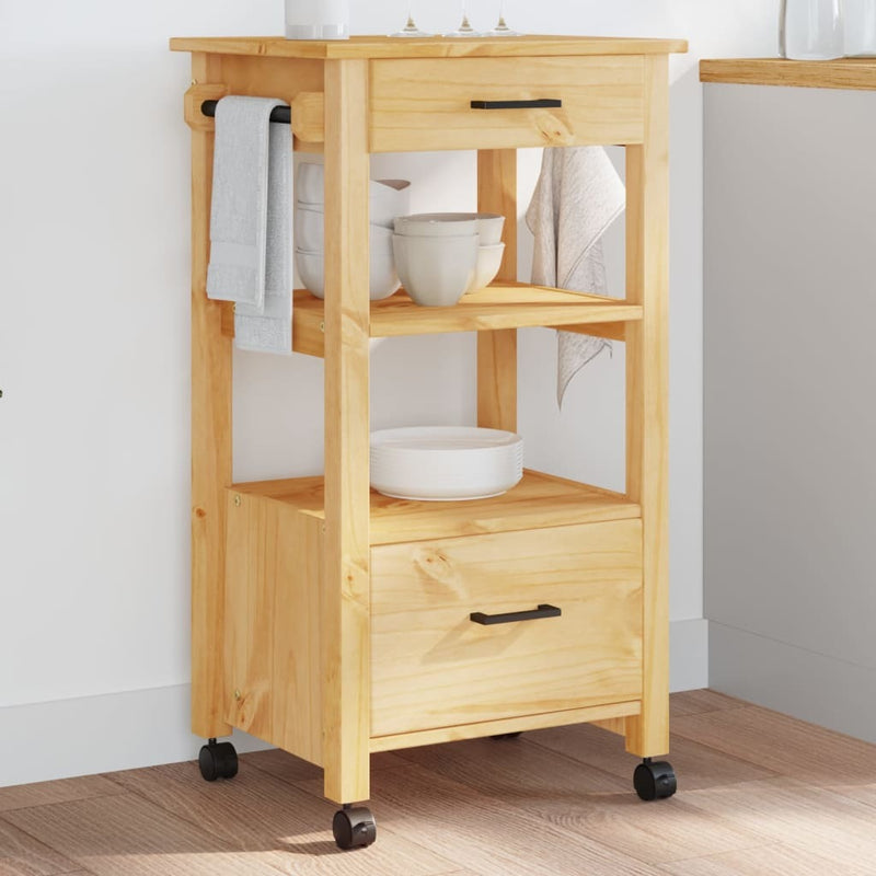 Kitchen Trolley MONZA 48x40x90 cm Solid Wood Pine