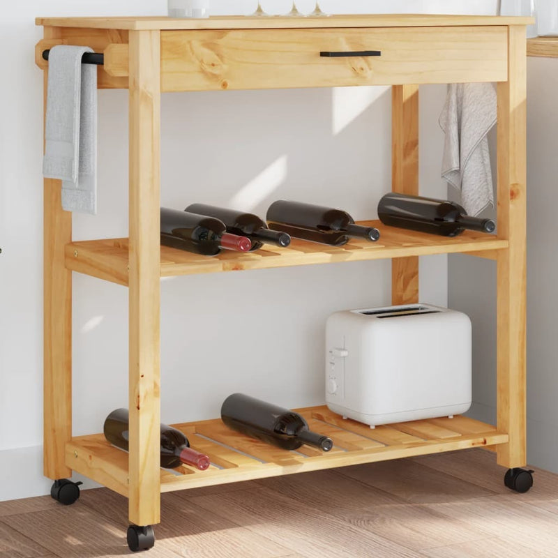 Kitchen Trolley MONZA 84x40x90 cm Solid Wood Pine