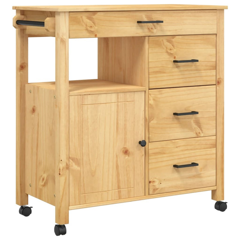 Kitchen Trolley MONZA 84x40x90 cm Solid Wood Pine