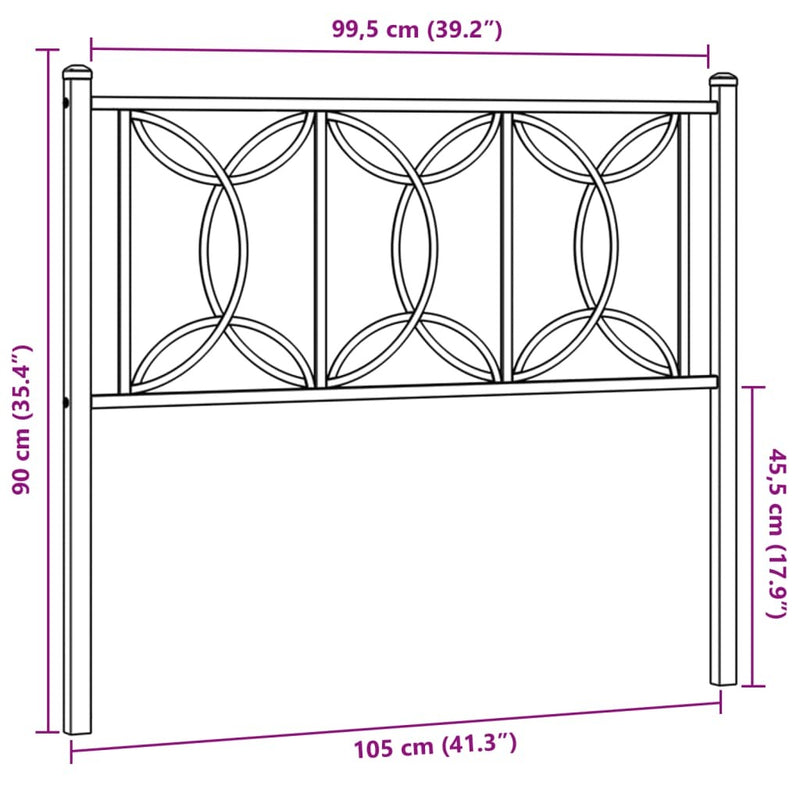 Metal Headboard Black 100 cm