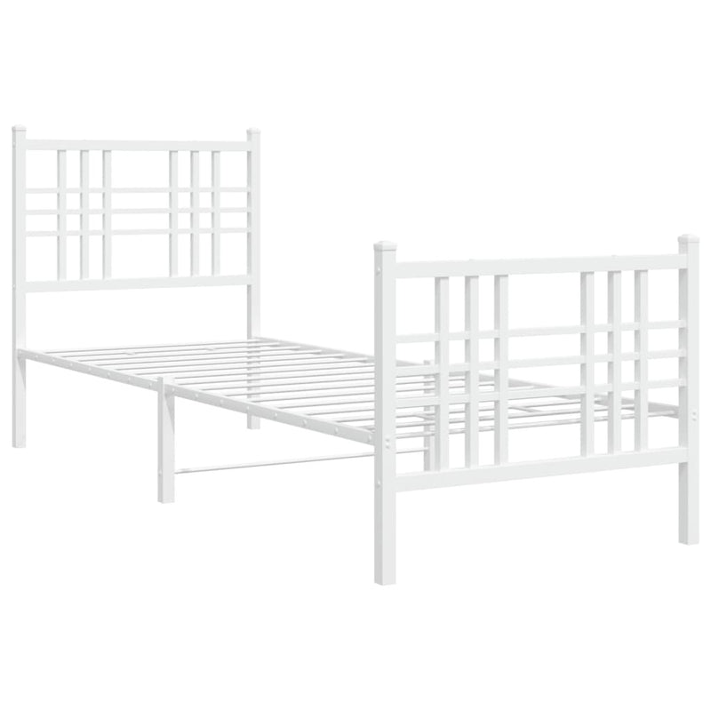 Metal Bed Frame without Mattress with Footboard White 80x200cm