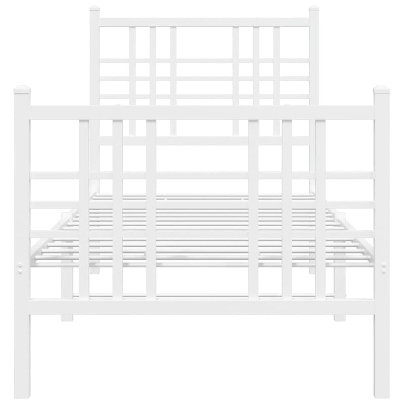 Metal Bed Frame without Mattress with Footboard White 80x200cm