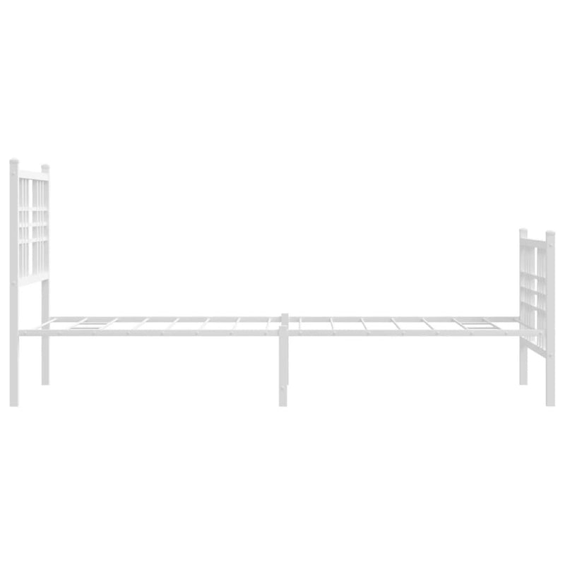 Metal Bed Frame without Mattress with Footboard White 80x200cm