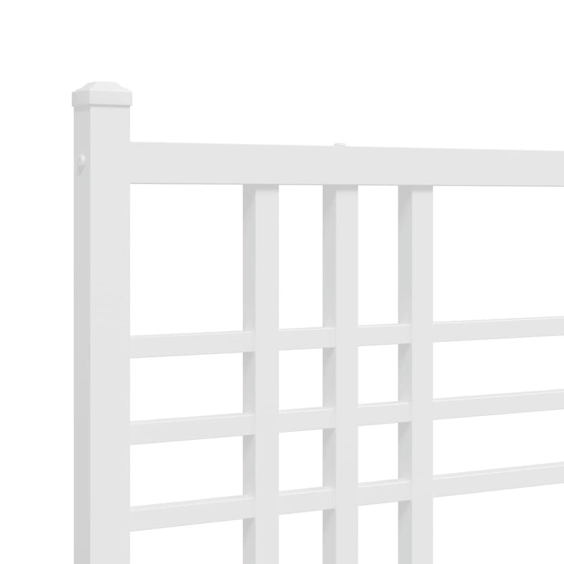 Metal Bed Frame without Mattress with Footboard White 80x200cm