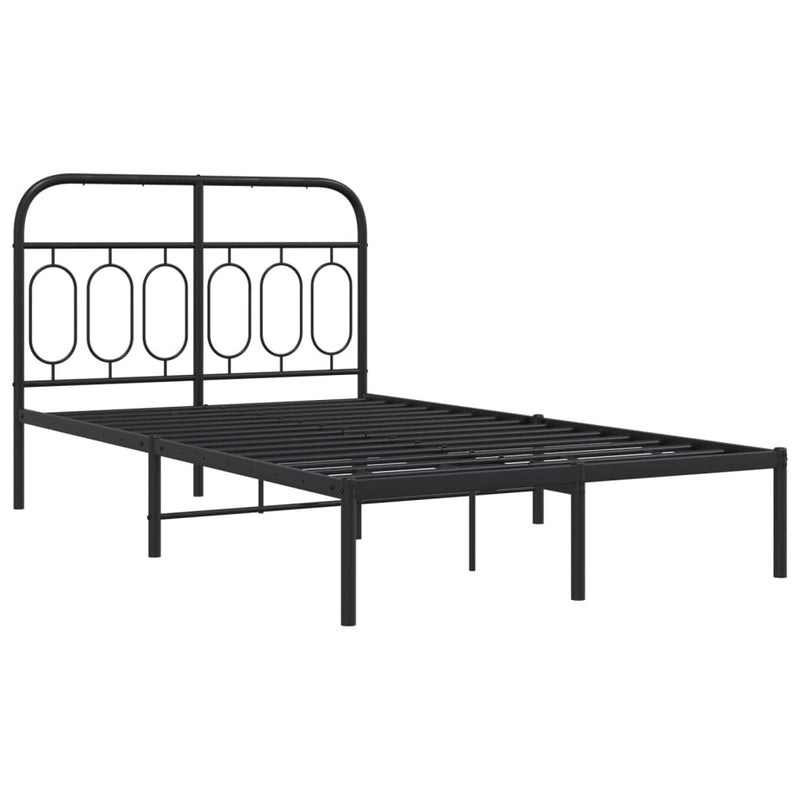 Metal Bed Frame without Mattress with Headboard Black 120x190cm