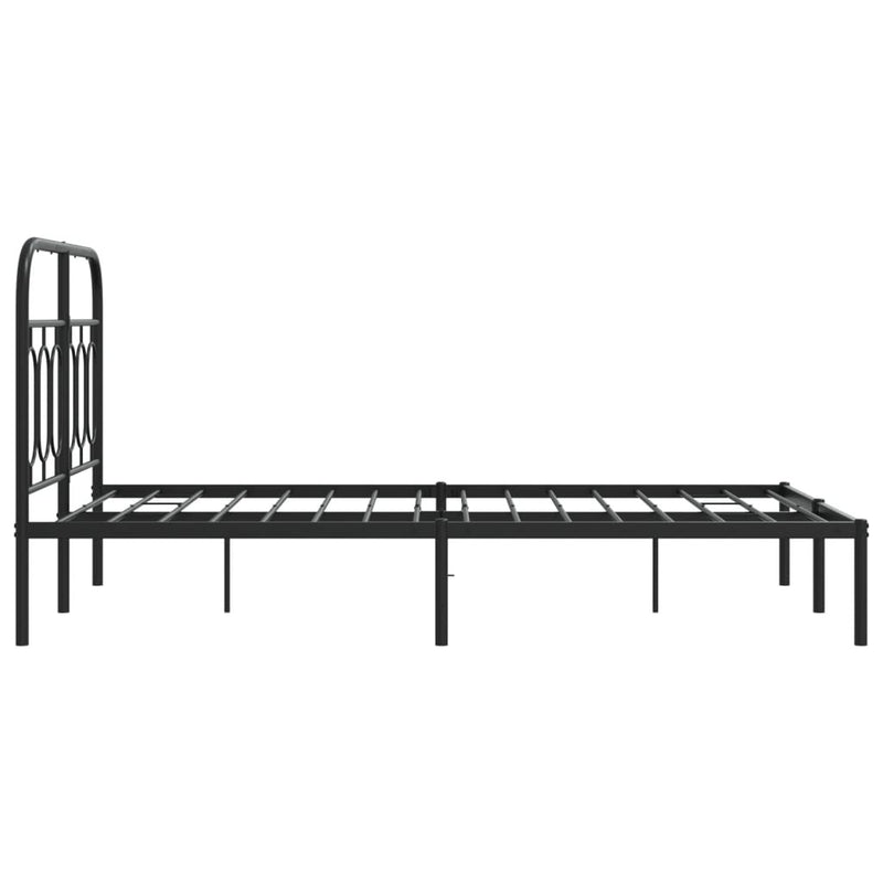 Metal Bed Frame without Mattress with Headboard Black 120x190cm