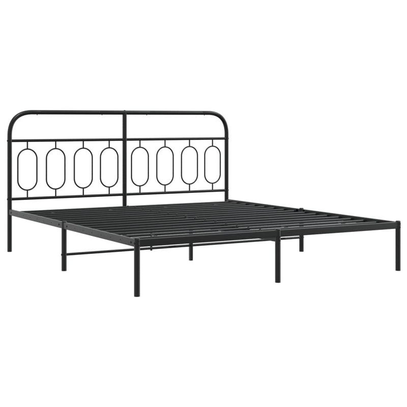 Metal Bed Frame without Mattress with Headboard Black 160x200cm