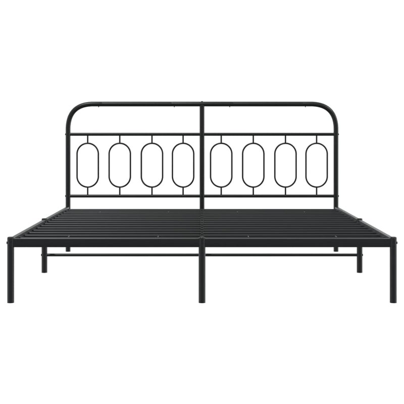 Metal Bed Frame without Mattress with Headboard Black 160x200cm