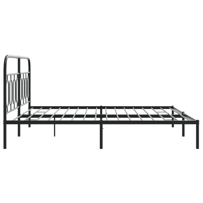 Metal Bed Frame without Mattress with Headboard Black 160x200cm