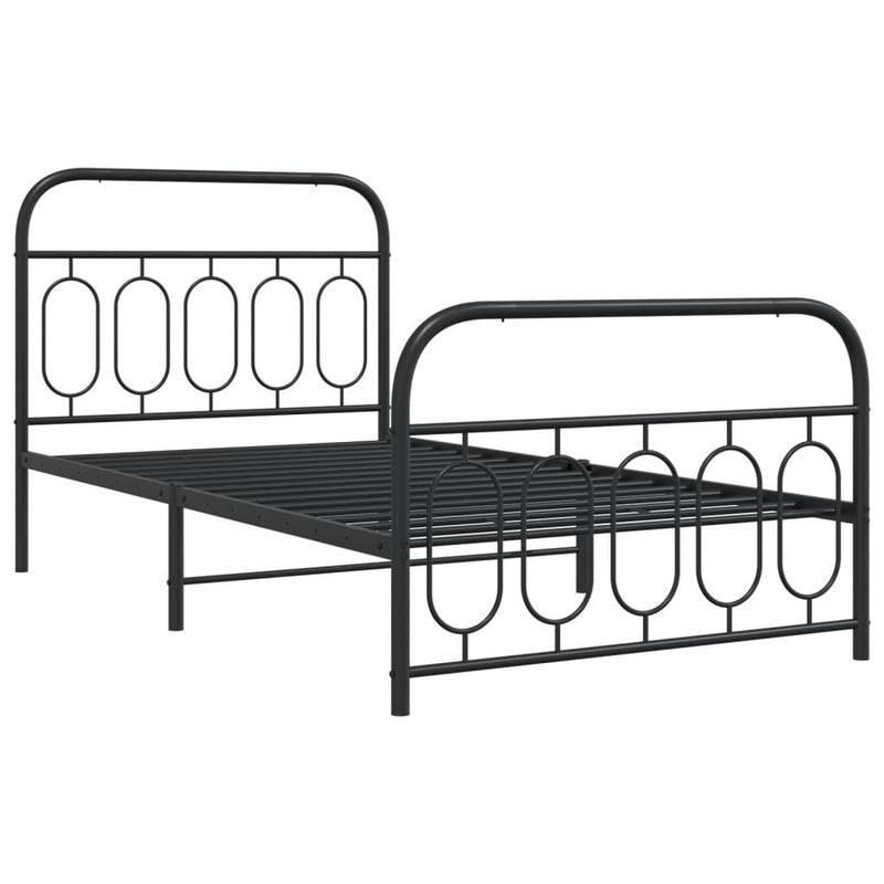 Metal Bed Frame without Mattress with Footboard Black 100x200cm