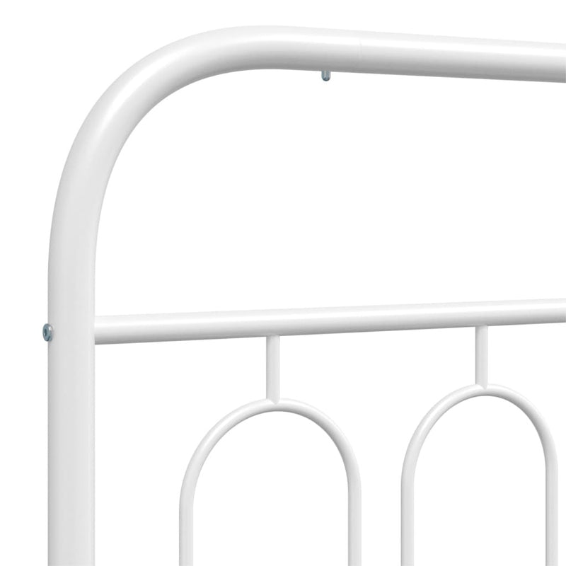 Metal Bed Frame without Mattress with Headboard White 107x203cm