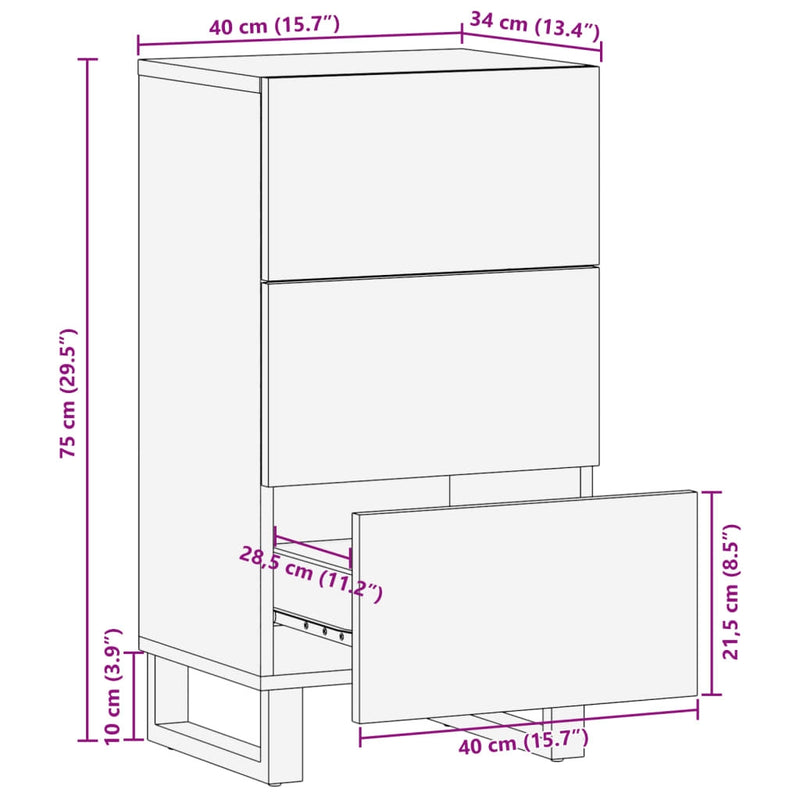 Sideboard 40x34x75 cm Solid Wood Rough Mango