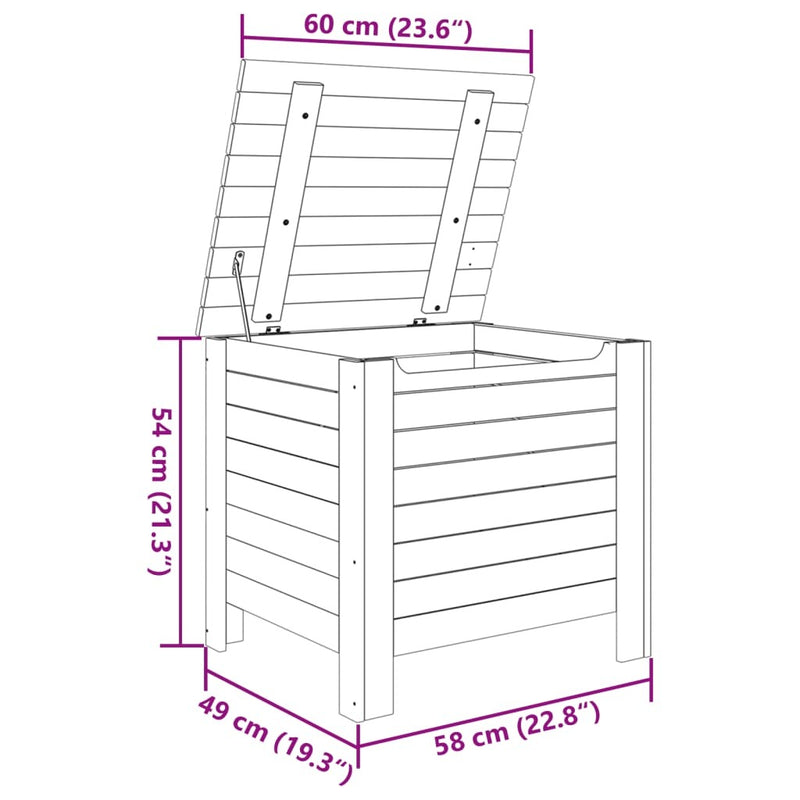 Storage Box with Lid RANA White 60x49x54 cm Solid Wood Pine