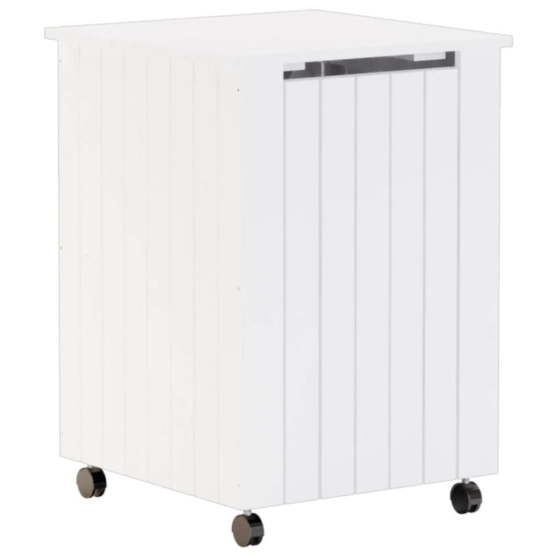 Laundry Basket with Wheels RANA White 45x45x64 cm Solid Wood Pine