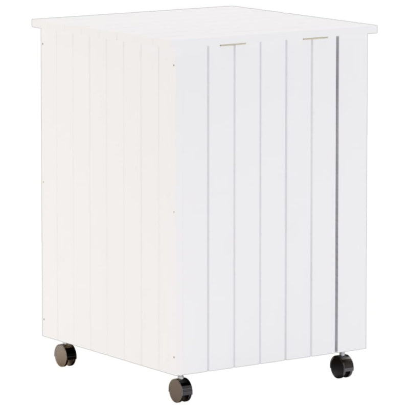 Laundry Basket with Wheels RANA White 45x45x64 cm Solid Wood Pine