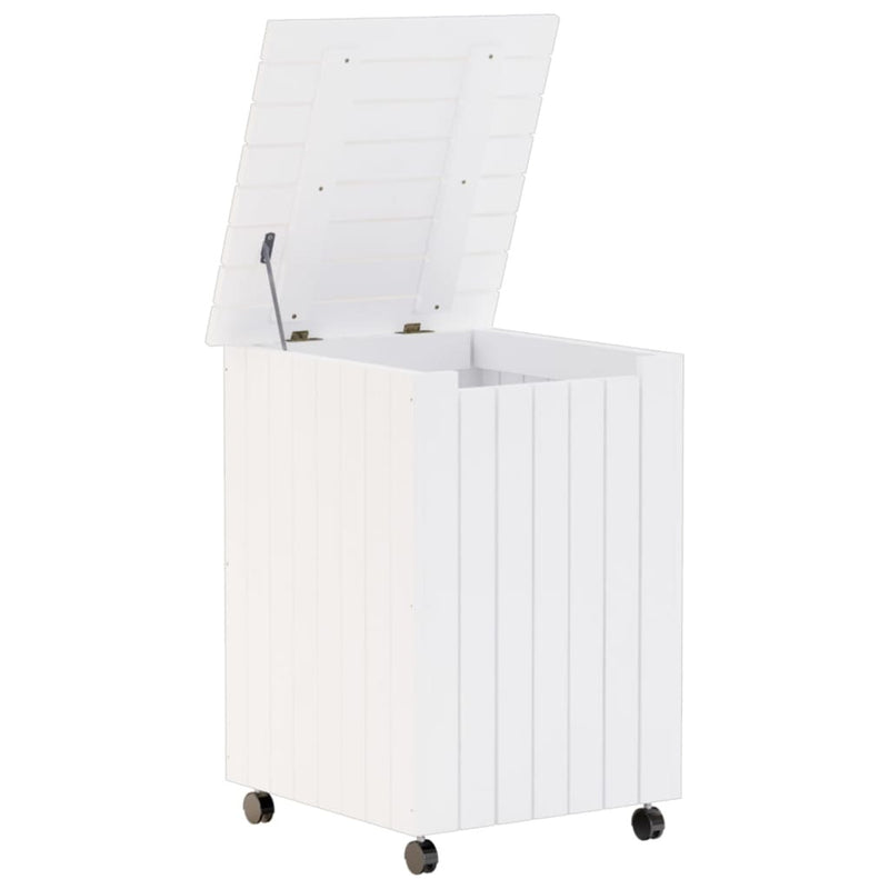 Laundry Basket with Wheels RANA White 45x45x64 cm Solid Wood Pine