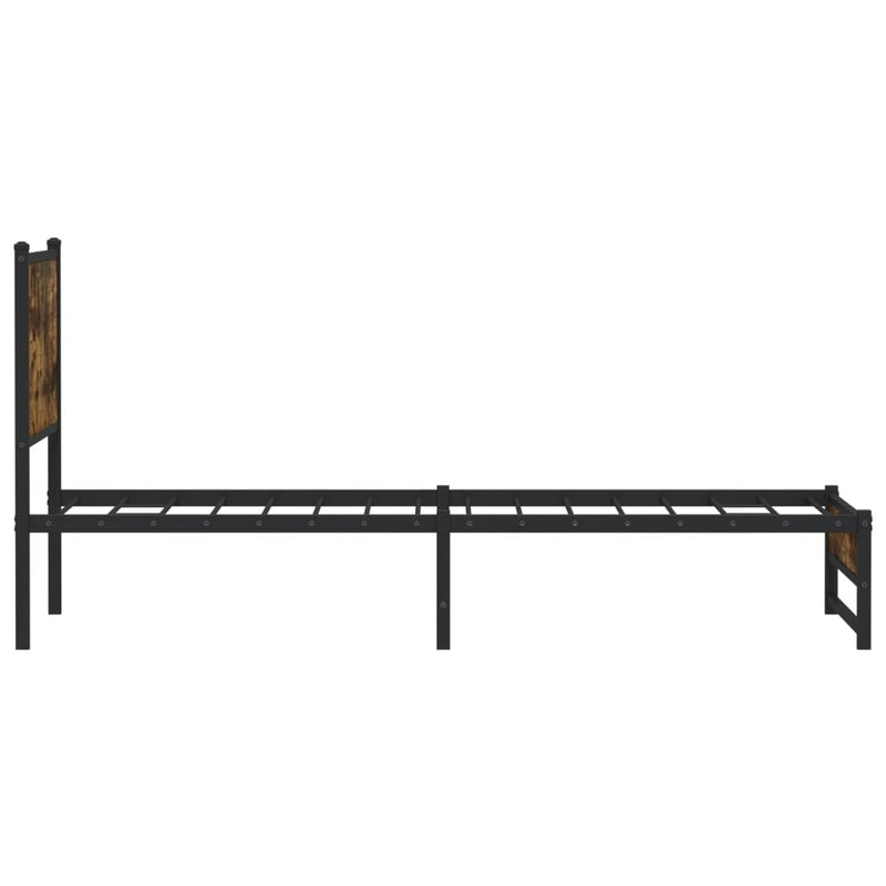 Metal Bed Frame without Mattress Smoked Oak 100x190 cm