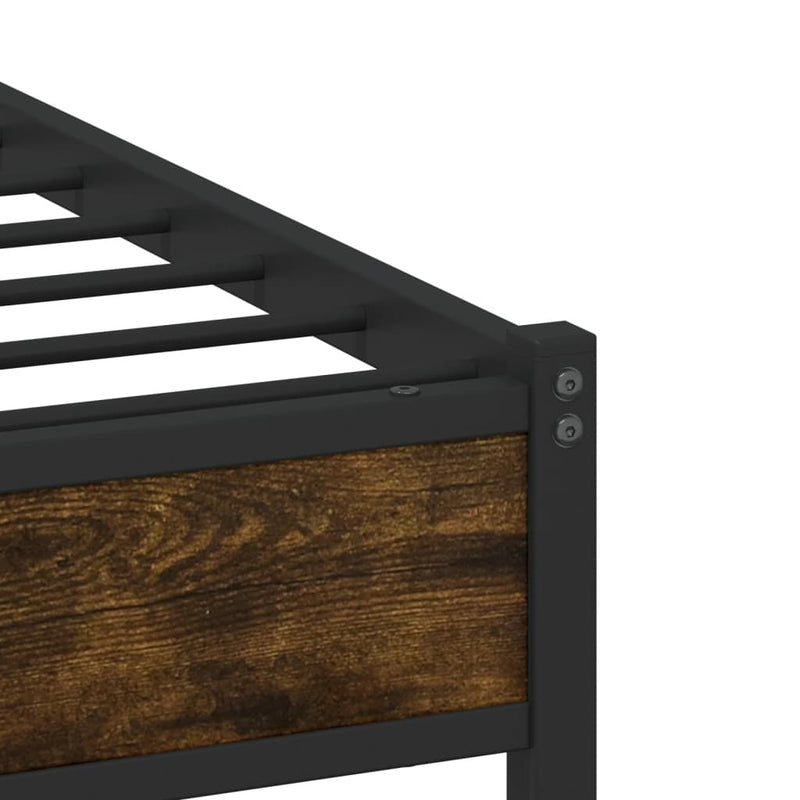 Metal Bed Frame without Mattress Smoked Oak 100x190 cm