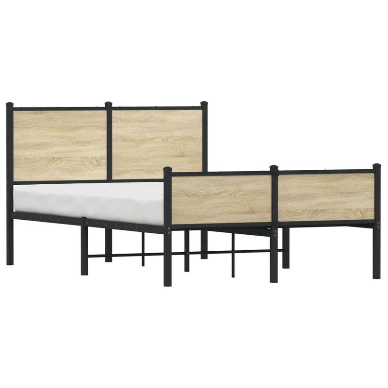 Metal Bed Frame without Mattress Sonoma Oak 120x190 cm Small Double