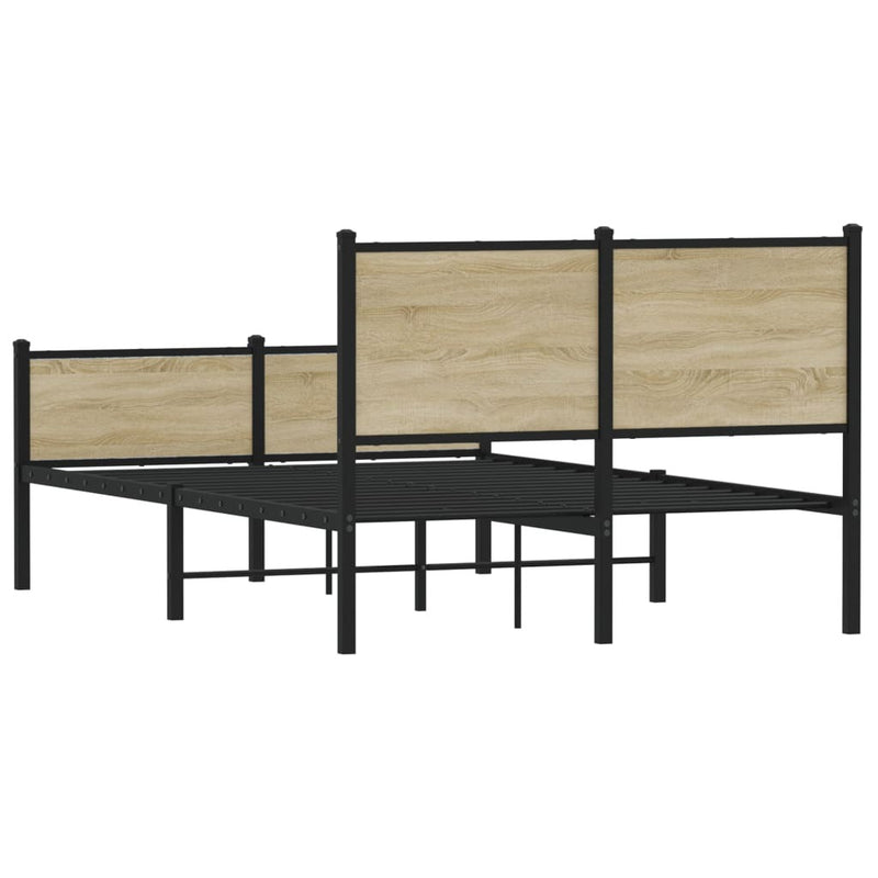 Metal Bed Frame without Mattress Sonoma Oak 120x190 cm Small Double