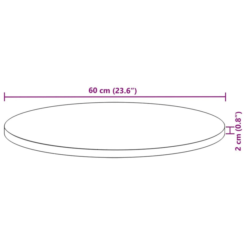 Table Top Round 60x2 cm Solid Wood Acacia