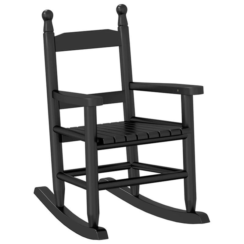 Rocking Chair for Children Black Solid Wood Poplar