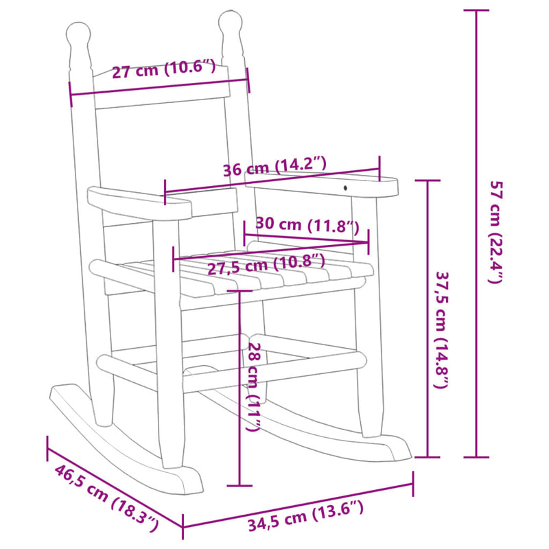 Rocking Chair for Children Black Solid Wood Poplar