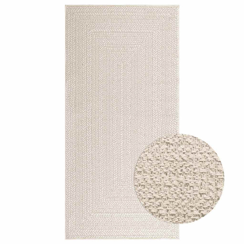 Rug ZIZUR Cream 100x200 cm Jute Look Indoor and Outdoor