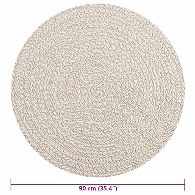 Rug ZIZUR Cream  90 cm Jute Look Indoor and Outdoor