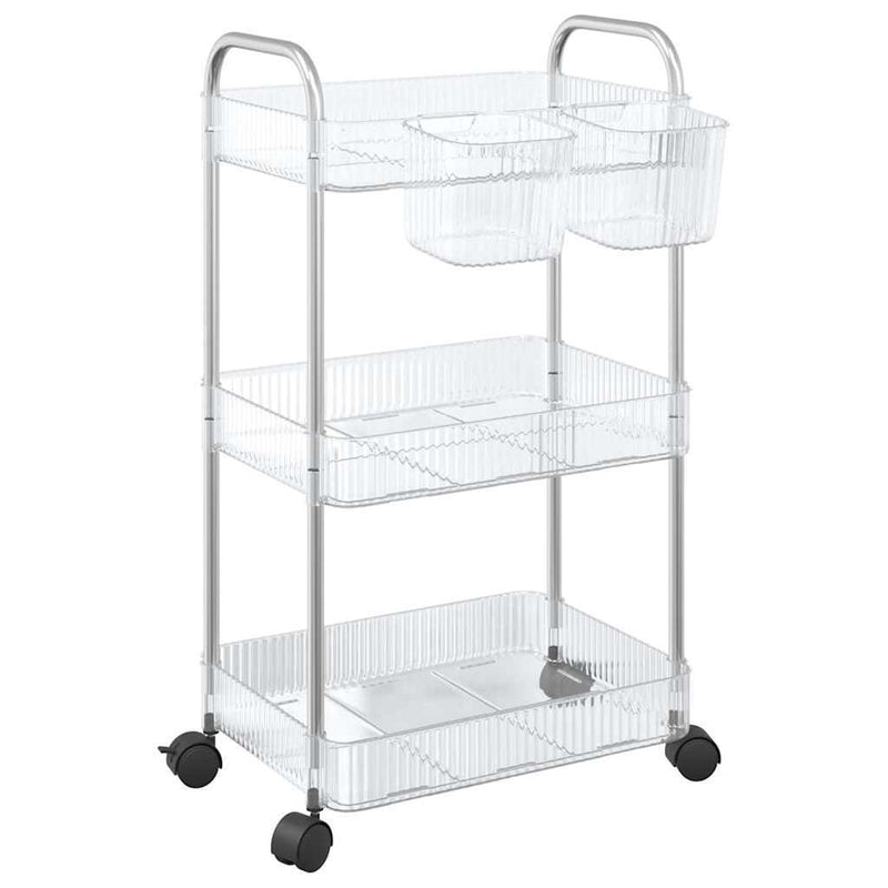 Storage Trolley 3-Tier Transparent 37x28x68 cm Acrylic