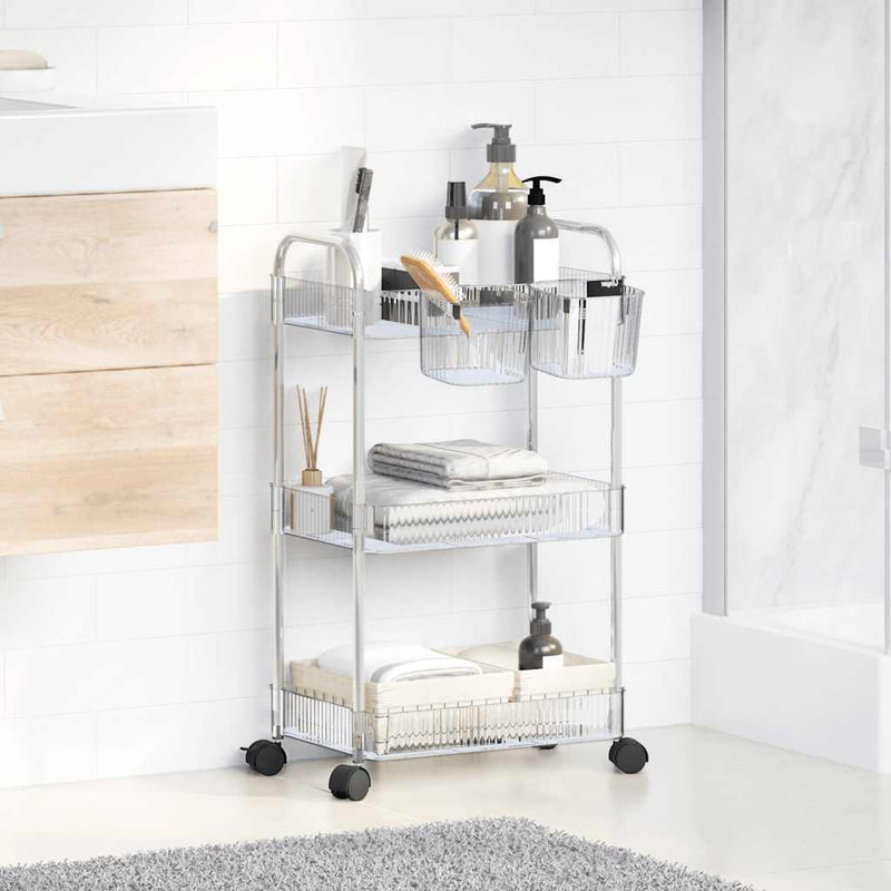 Storage Trolley 3-Tier Transparent 37x28x68 cm Acrylic