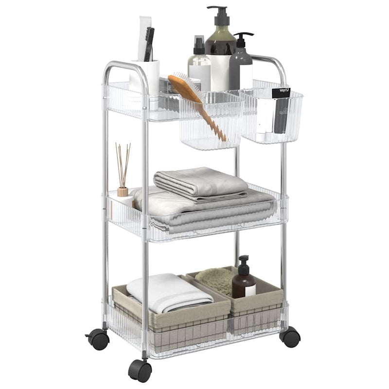 Storage Trolley 3-Tier Transparent 37x28x68 cm Acrylic