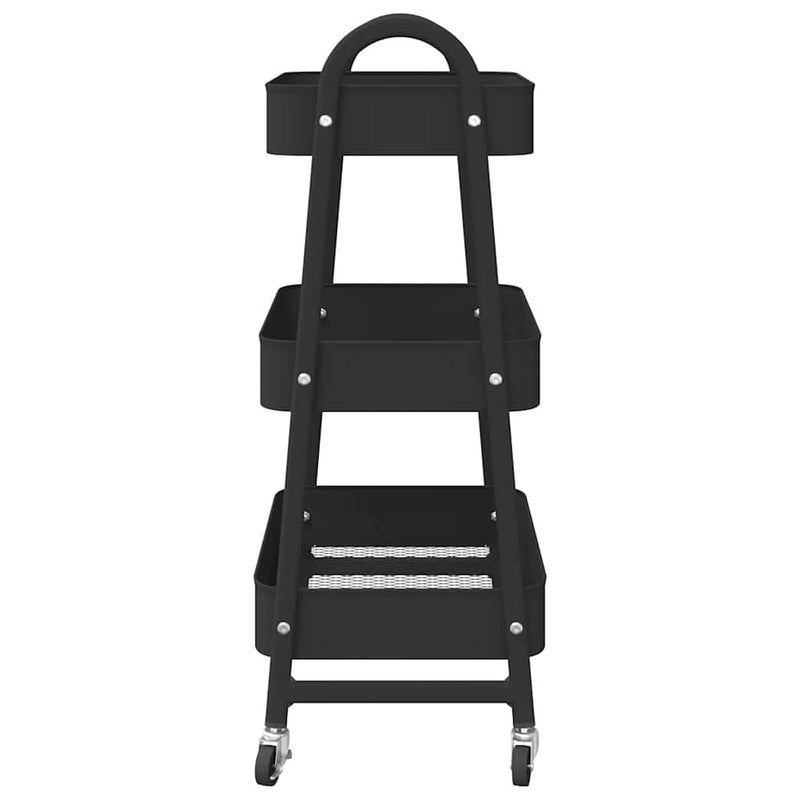 Storage Trolley 3-Tier Black 42x41.5x77 cm Steel