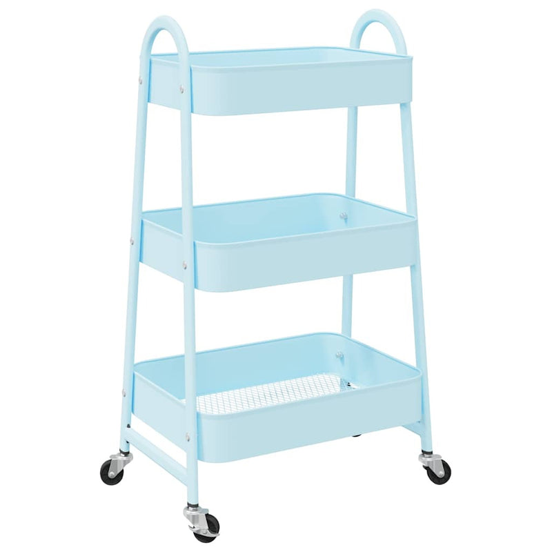 Storage Trolley 3-Tier Blue 42x41.5x77 cm Steel