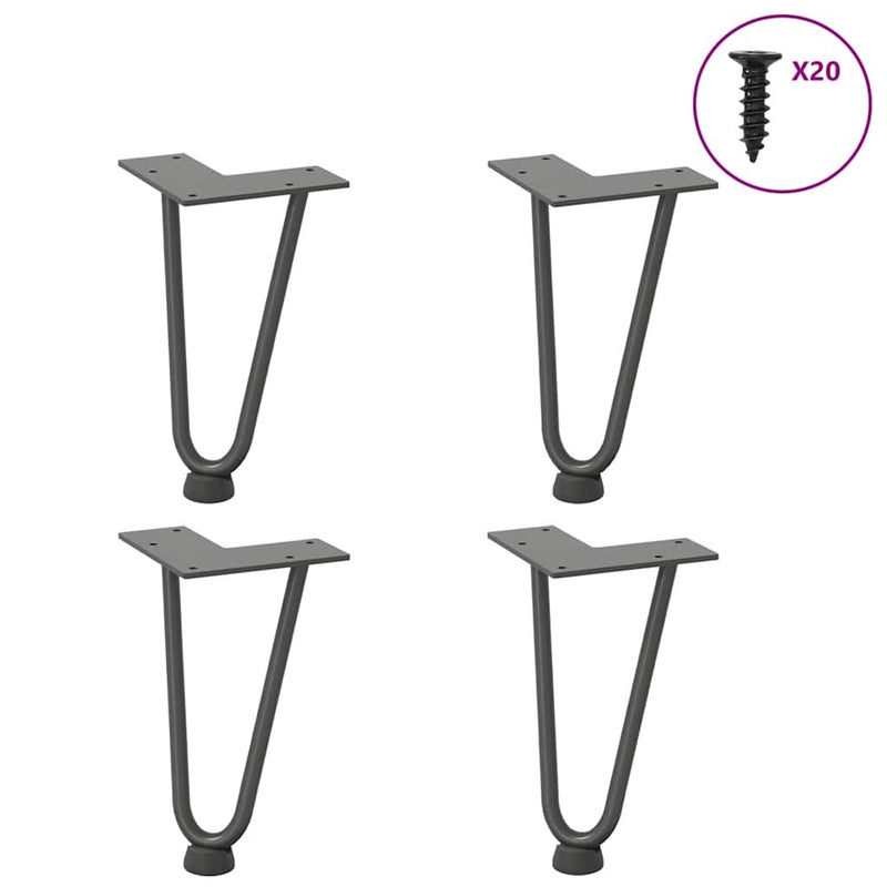 Hairpin Table Legs 4 pcs Anthracite 20 cm Solid Steel