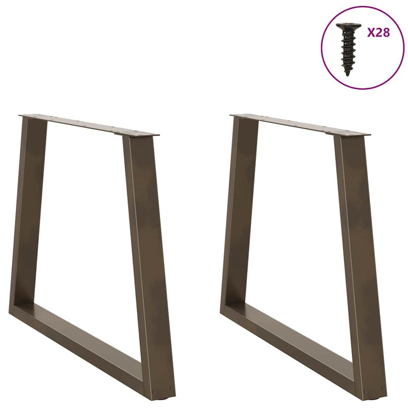 Dining Table Legs V-Shape 2 pcs Natural Steel 90x(72-73.3) cm Steel