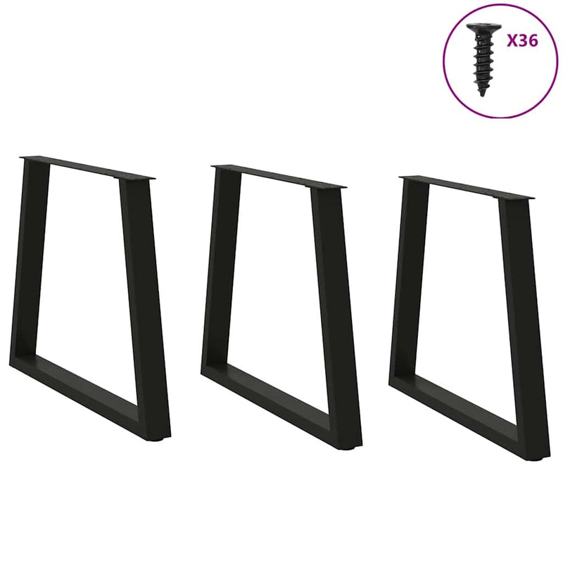 Dining Table Legs V-Shape 3 pcs Black 80x(72-73.3) cm Steel