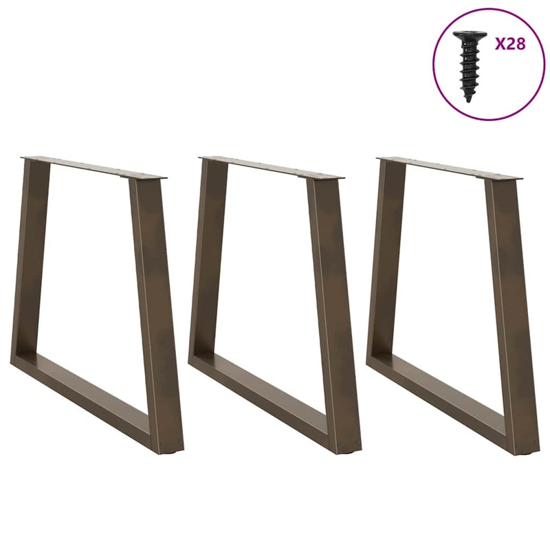 Dining Table Legs V-Shape 3 pcs Natural Steel 90x(72-73.3) cm Steel