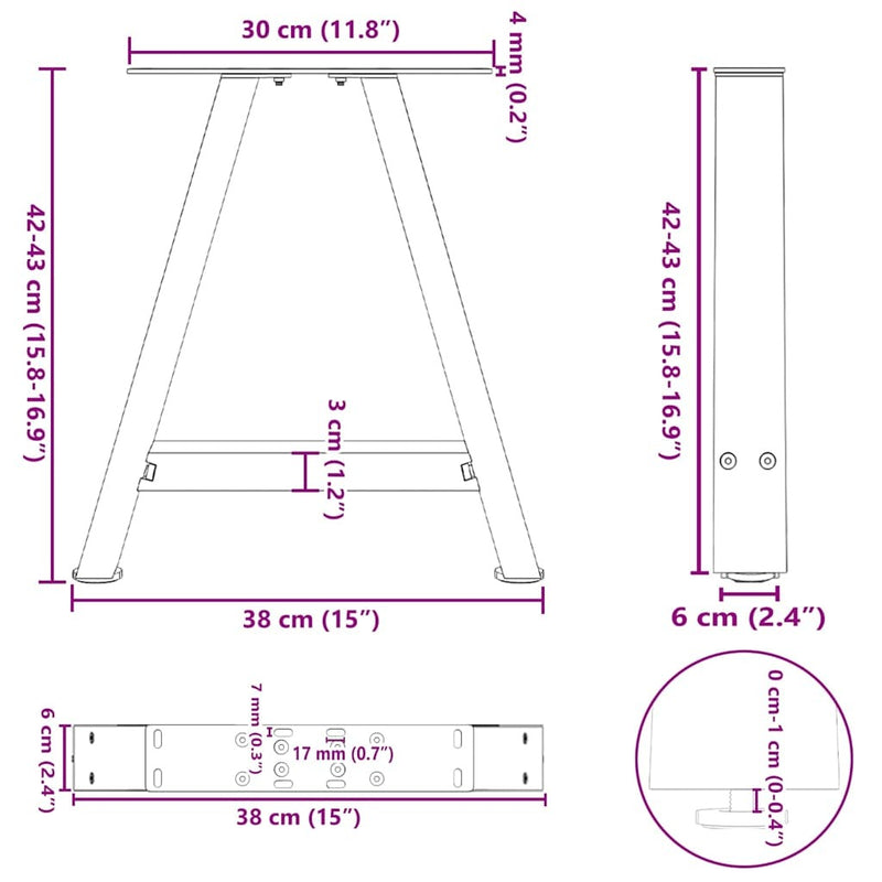 Coffee Table Legs A-Shaped 2 pcs White?38x(42-43) cm Steel